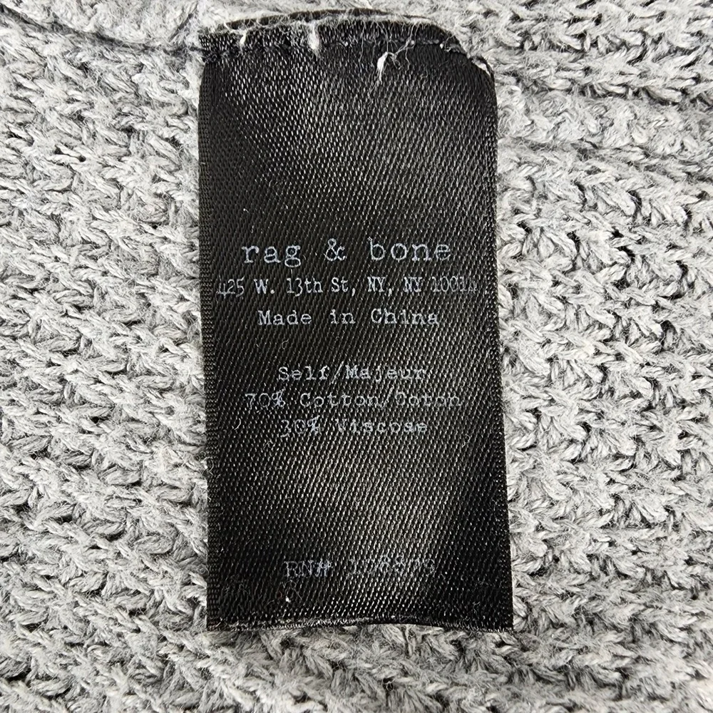 Rag & Bone JEAN Womens XS Heather Gray Waffle Knit Henley Thermal Sweater‎ Top